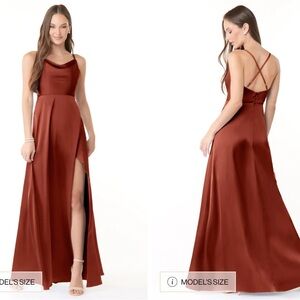 Azazie Naomie Stretch Satin Terracotta Bridesmaids Dress